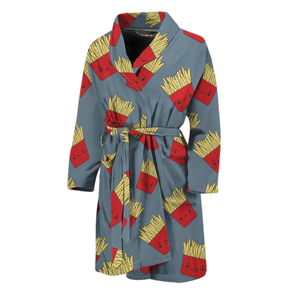 Cute French Fries Pattern Print Men's Bathrobe