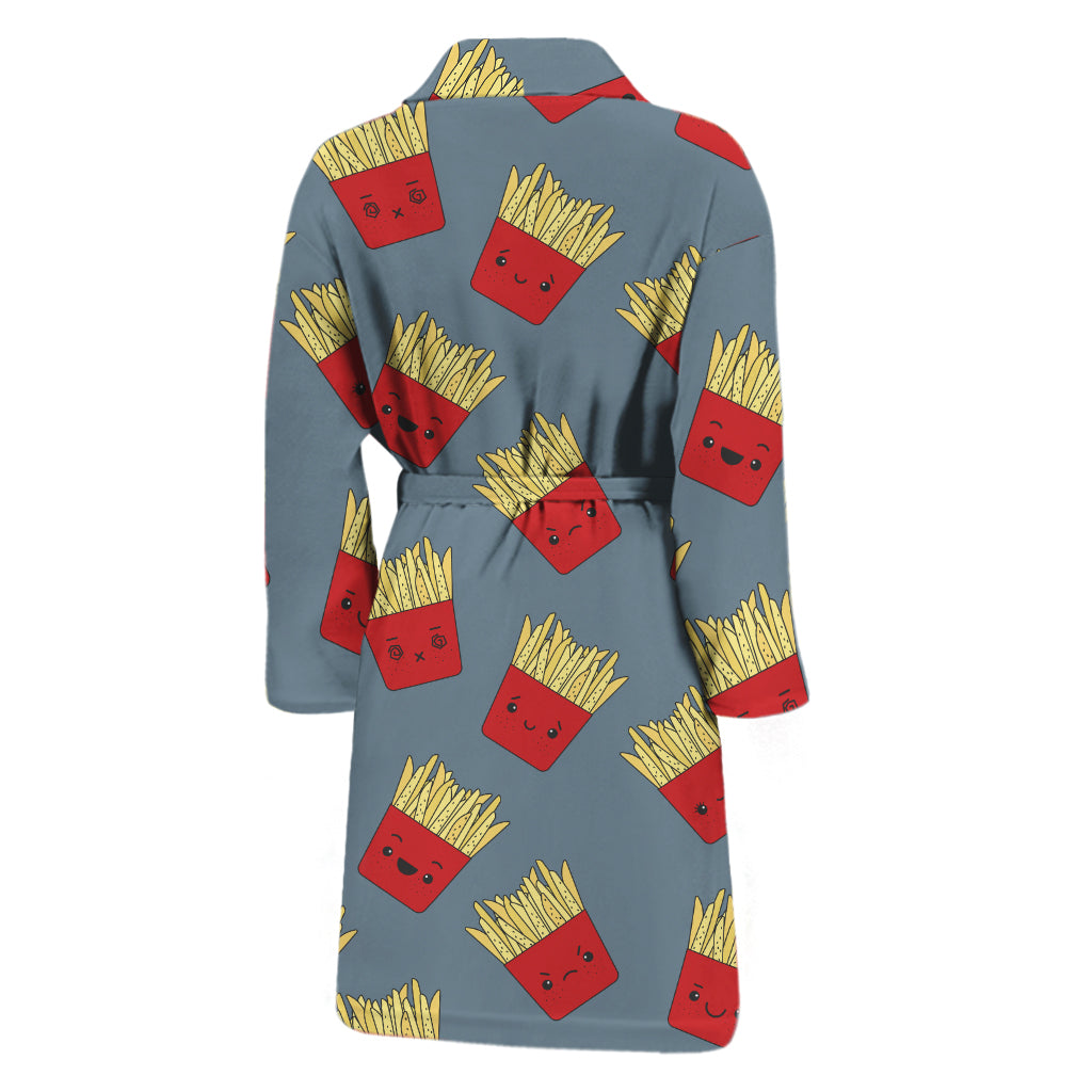 Cute French Fries Pattern Print Men's Bathrobe