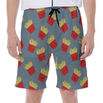 Cute French Fries Pattern Print Men's Beach Shorts