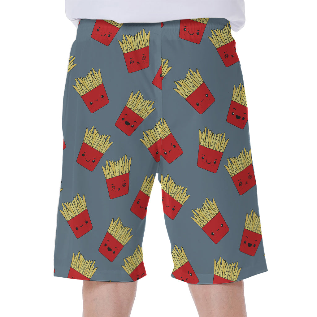 Cute French Fries Pattern Print Men's Beach Shorts