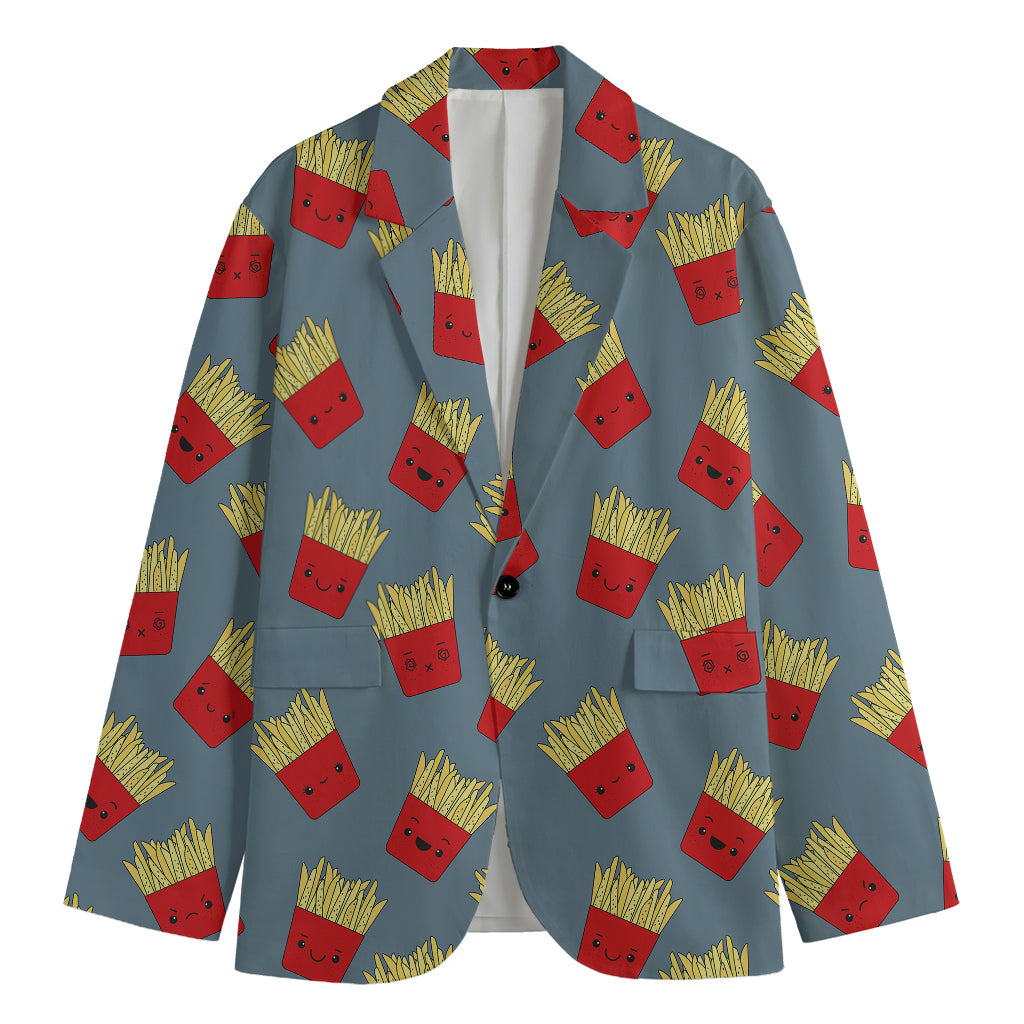 Cute French Fries Pattern Print Men's Blazer