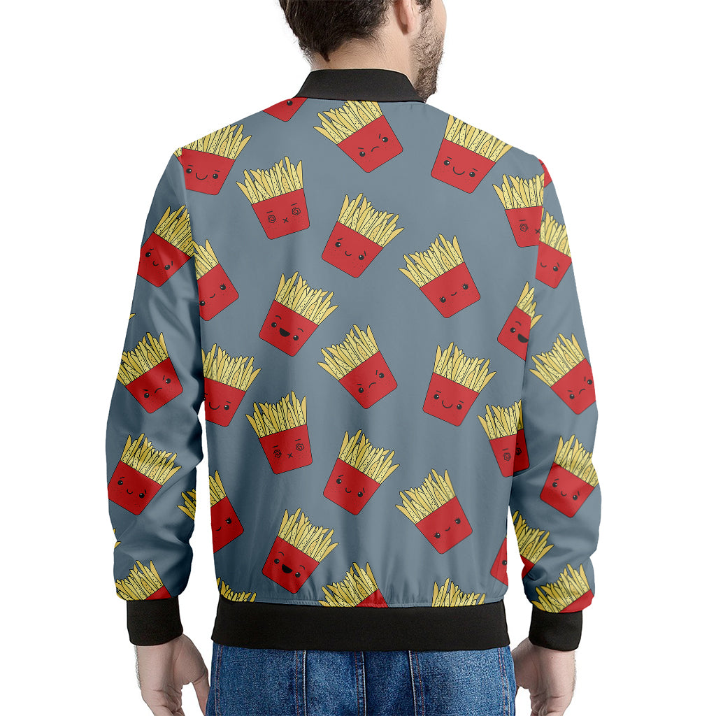 Cute French Fries Pattern Print Men's Bomber Jacket