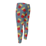 Cute French Fries Pattern Print Men's Compression Pants