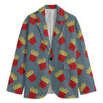 Cute French Fries Pattern Print Men's Cotton Blazer