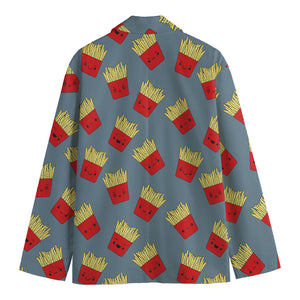 Cute French Fries Pattern Print Men's Cotton Blazer