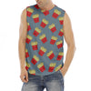 Cute French Fries Pattern Print Men's Fitness Tank Top