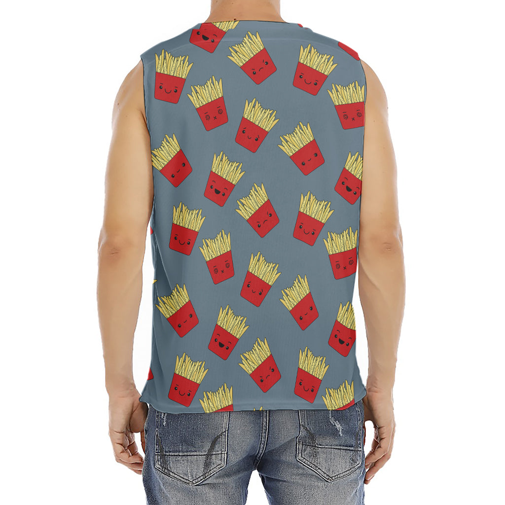 Cute French Fries Pattern Print Men's Fitness Tank Top