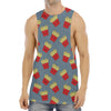 Cute French Fries Pattern Print Men's Muscle Tank Top