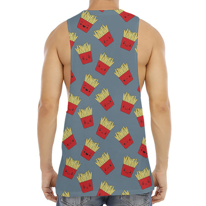 Cute French Fries Pattern Print Men's Muscle Tank Top