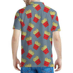 Cute French Fries Pattern Print Men's Polo Shirt