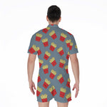 Cute French Fries Pattern Print Men's Rompers