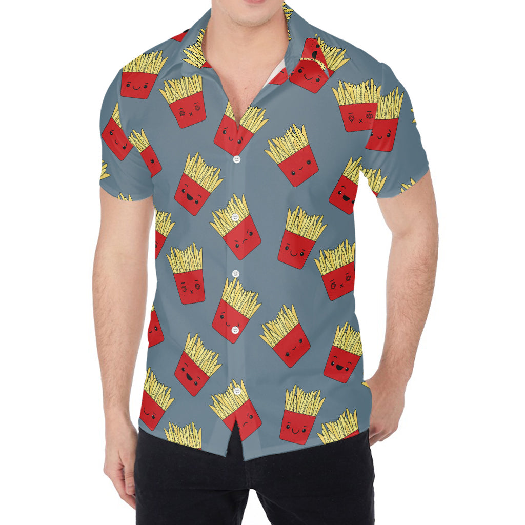 Cute French Fries Pattern Print Men's Shirt