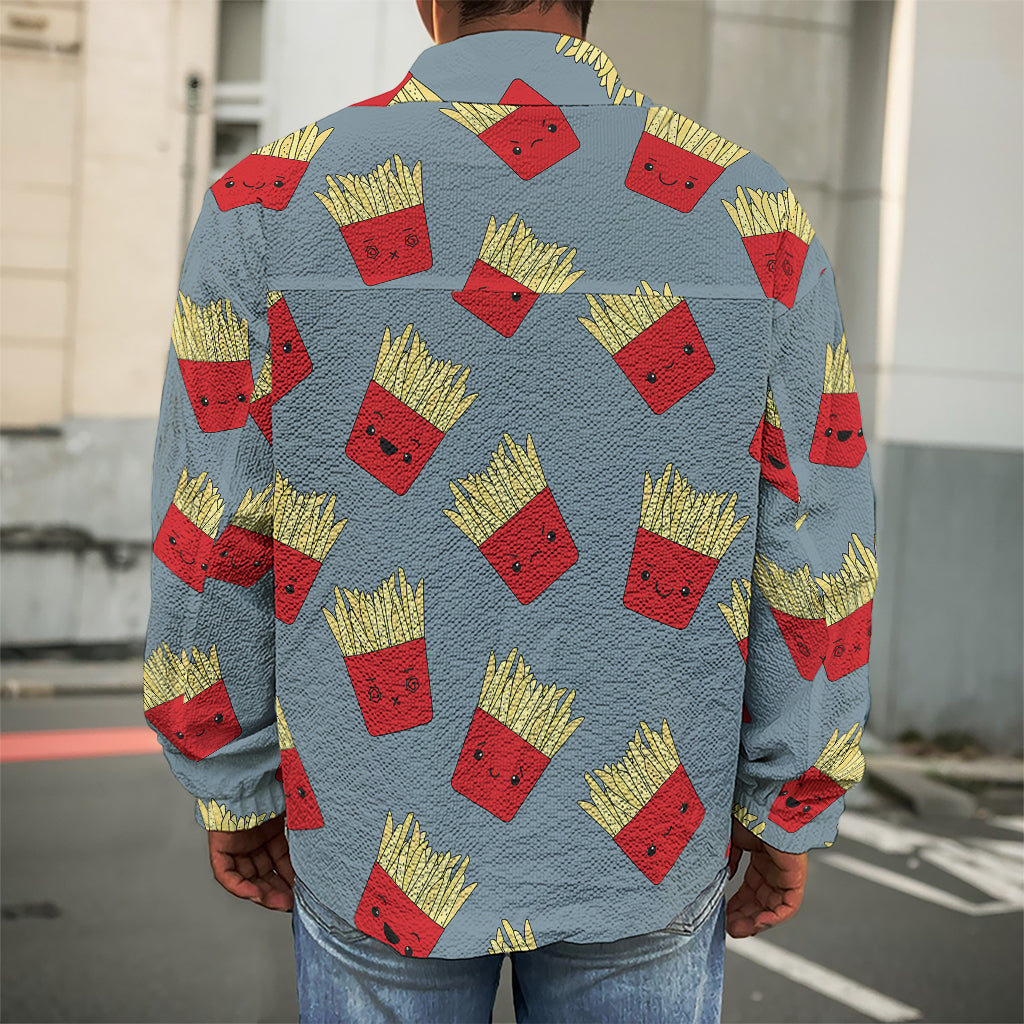 Cute French Fries Pattern Print Men's Shirt Jacket