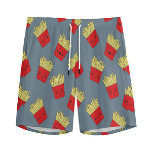 Cute French Fries Pattern Print Men's Sports Shorts