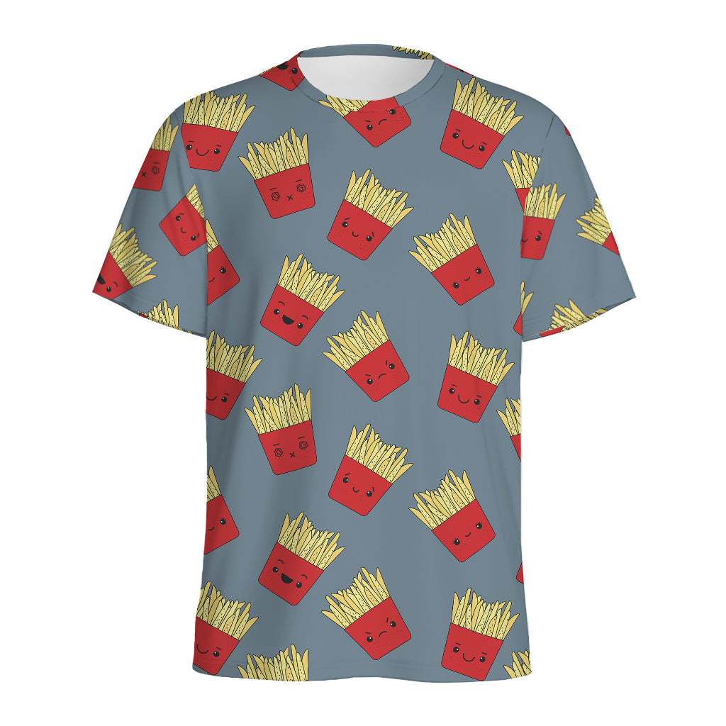 Cute French Fries Pattern Print Men's Sports T-Shirt