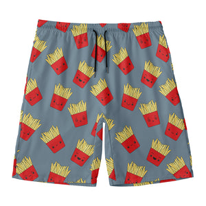 Cute French Fries Pattern Print Men's Swim Trunks