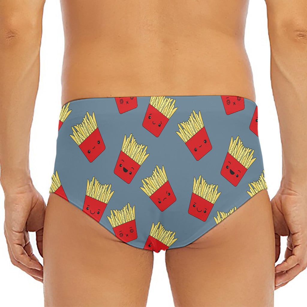 Cute French Fries Pattern Print Men's Triangle Swim Briefs