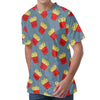 Cute French Fries Pattern Print Men's Velvet T-Shirt