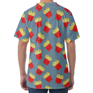 Cute French Fries Pattern Print Men's Velvet T-Shirt