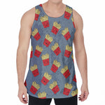 Cute French Fries Pattern Print Men's Velvet Tank Top