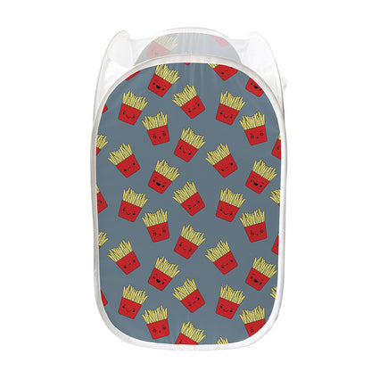 Cute French Fries Pattern Print Mesh Laundry Hamper