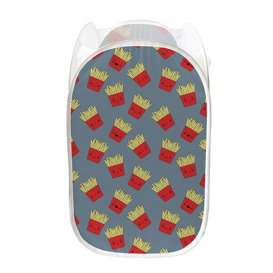 Cute French Fries Pattern Print Mesh Laundry Hamper