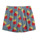 Cute French Fries Pattern Print Mesh Shorts