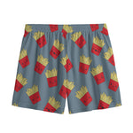 Cute French Fries Pattern Print Mesh Shorts