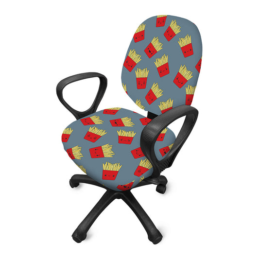 Cute French Fries Pattern Print Office Chair Cover