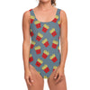 Cute French Fries Pattern Print One Piece Swimsuit