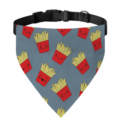 Cute French Fries Pattern Print Over The Collar Dog Bandana