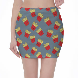 Cute French Fries Pattern Print Pencil Mini Skirt