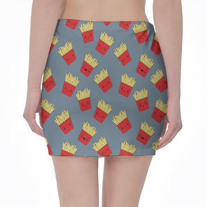 Cute French Fries Pattern Print Pencil Mini Skirt