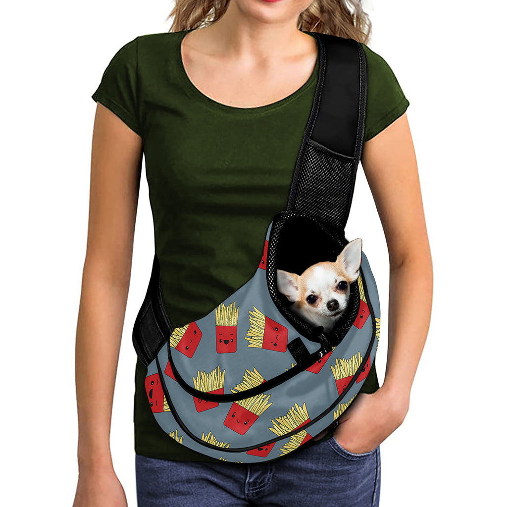 Cute French Fries Pattern Print Pet Sling Carrier