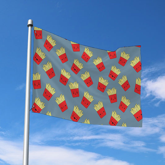 Cute French Fries Pattern Print Polyester Flag