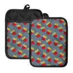 Cute French Fries Pattern Print Pot Holders With Pocket