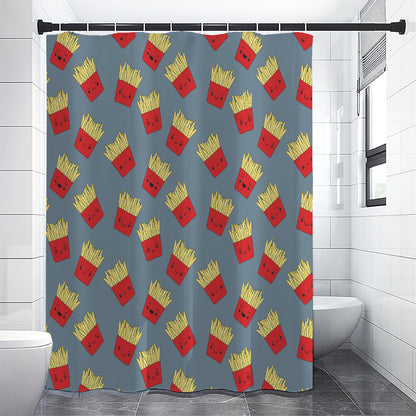 Cute French Fries Pattern Print Premium Shower Curtain