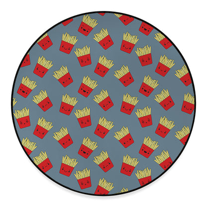 Cute French Fries Pattern Print Round Floor Mat