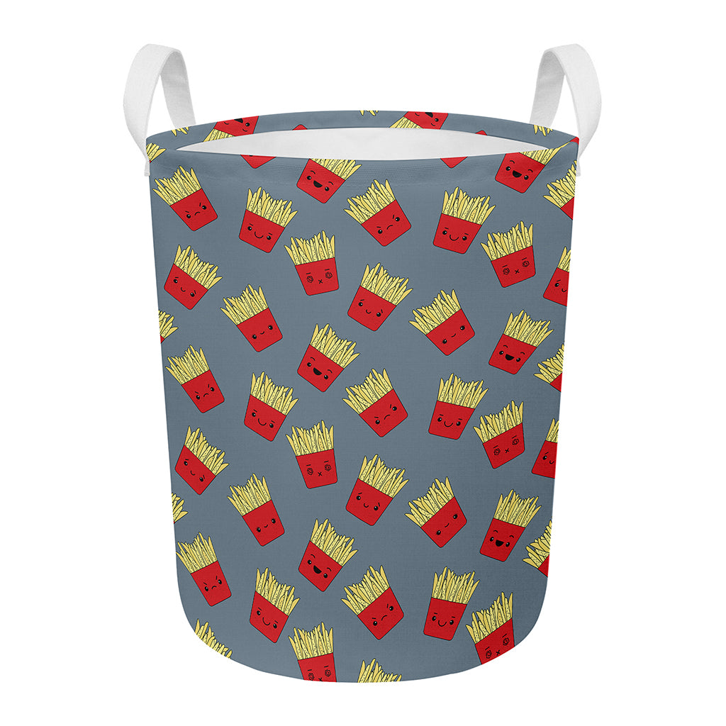 Cute French Fries Pattern Print Round Laundry Basket