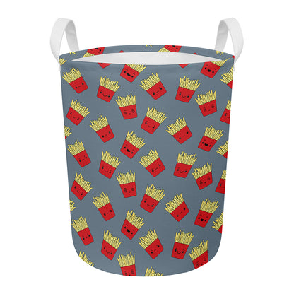 Cute French Fries Pattern Print Round Laundry Basket