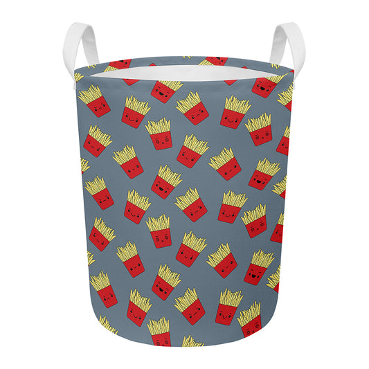 Cute French Fries Pattern Print Round Laundry Basket