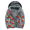 Cute French Fries Pattern Print Sherpa Lined Zip Up Hoodie