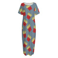 Cute French Fries Pattern Print Short Sleeve Long Nightdress