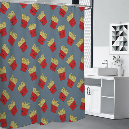 Cute French Fries Pattern Print Shower Curtain