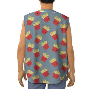 Cute French Fries Pattern Print Sleeveless Baseball Jersey