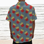 Cute French Fries Pattern Print Textured Short Sleeve Shirt