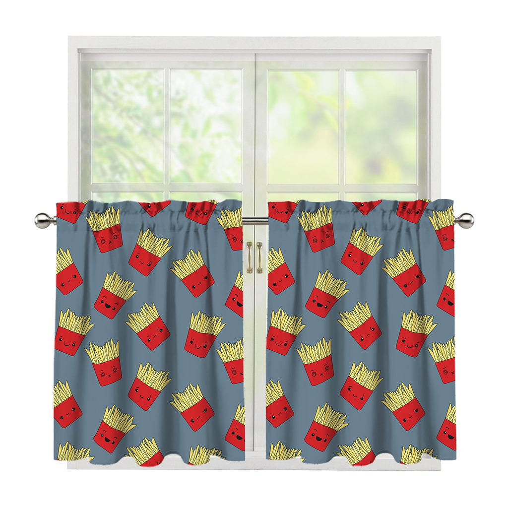 Cute French Fries Pattern Print Tier Curtains