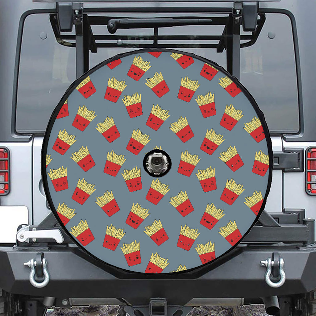 Cute French Fries Pattern Print Tire Cover With Camera Hole