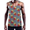 Cute French Fries Pattern Print Men's Workout Tank Top