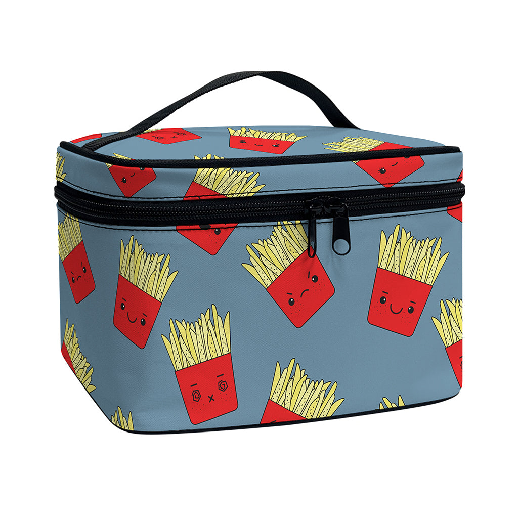 Cute French Fries Pattern Print Travel Makeup Bag